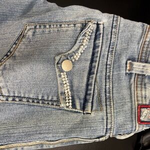 Stylish Blue Jeans with Rhinestone Accents